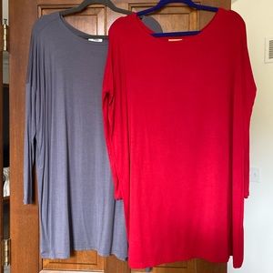 Two piko dresses- red and gray